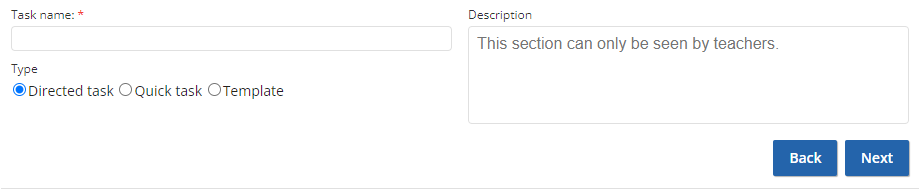 screenshot of task name entry