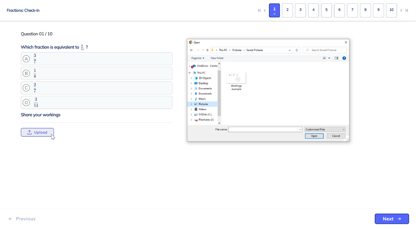 image of upload functionality in Cambridge GO