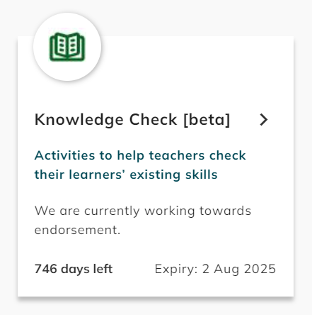 screenshot of Knowledge Check tile in GO