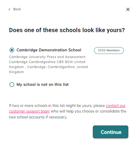 screenshot of search results