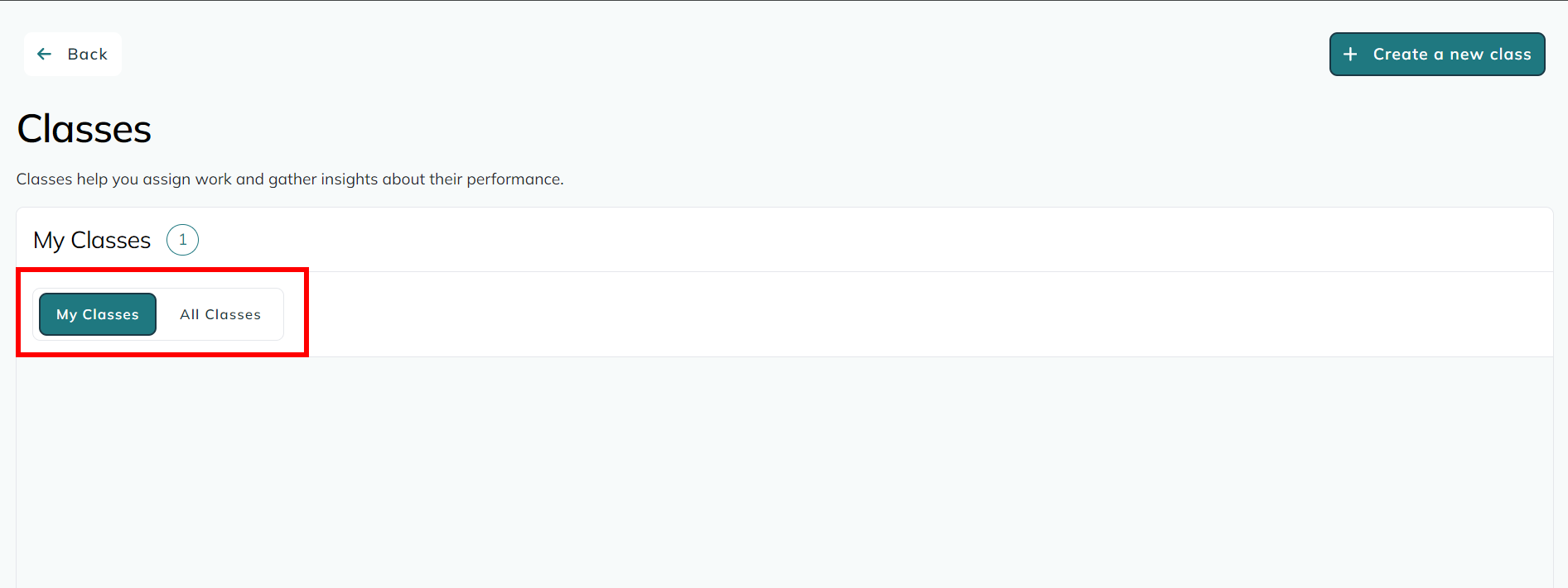 screenshot showing classes and all classes tabs
