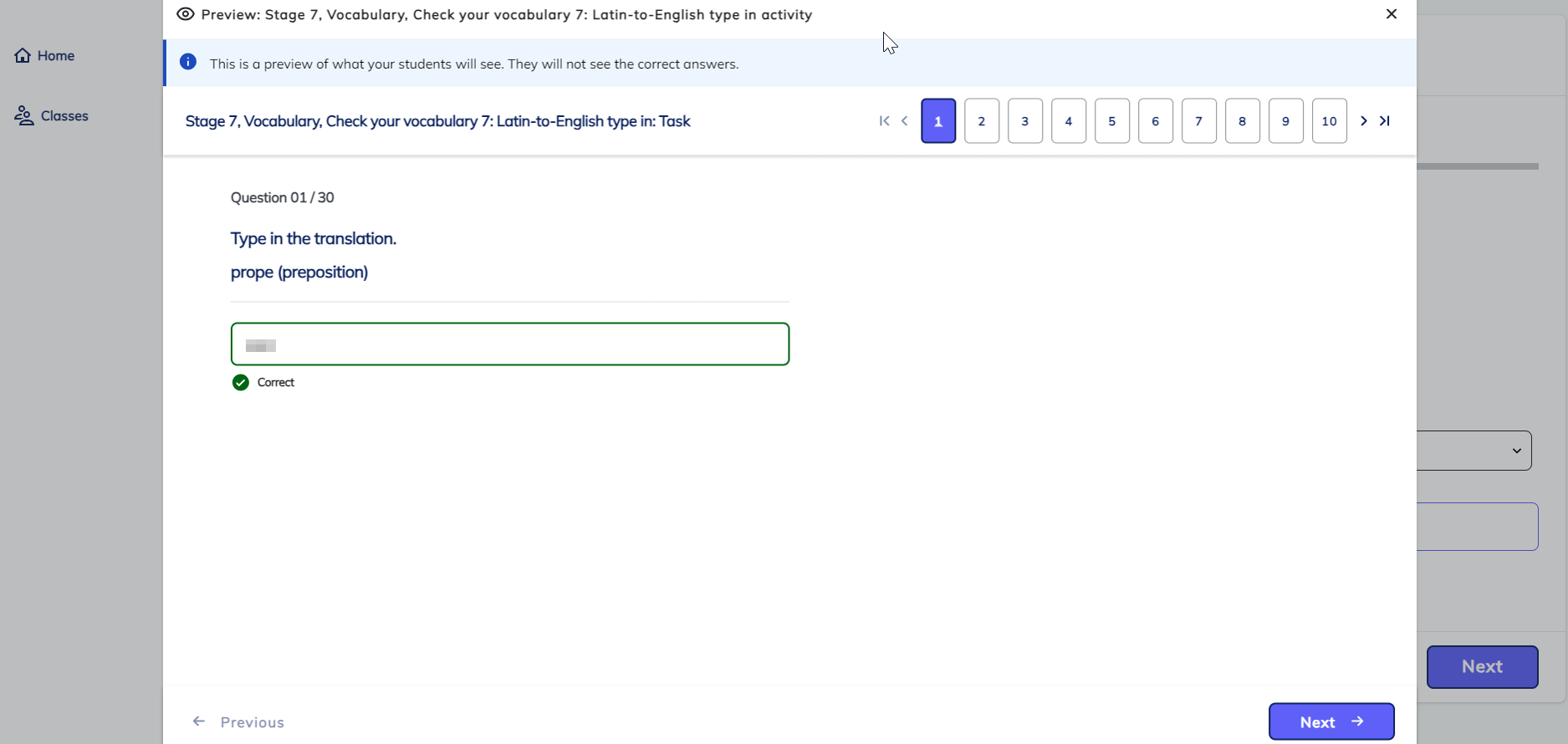 image of Language activities preview modal