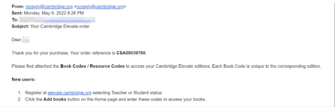 Cambridge Elevate code email
