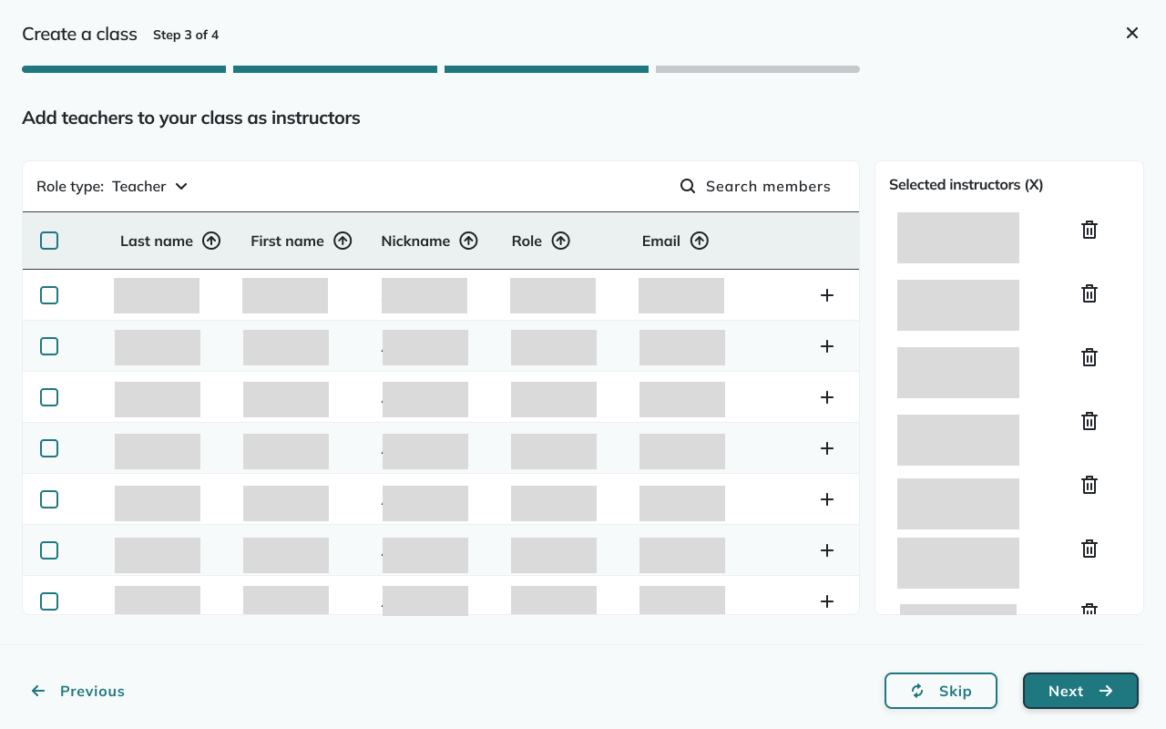 screen shot of GO classes add instructors step 2