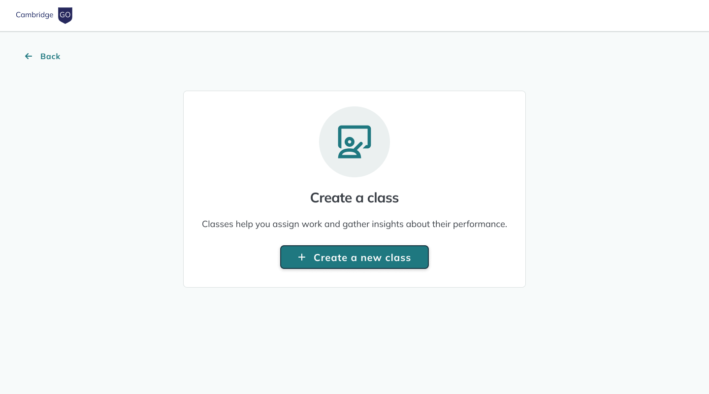 screenshot of create classes button