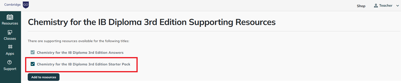 Screenshot highlighting starter packs to add