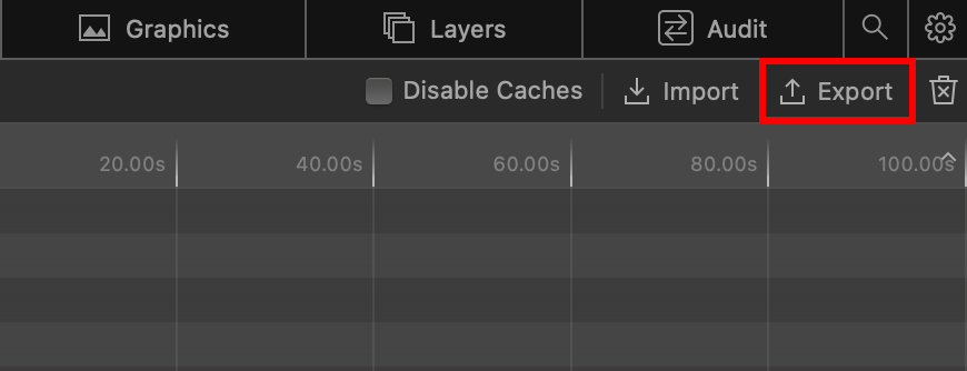 Screenshot showing the 'Export HAR' icon in Safari's Web Inspector
