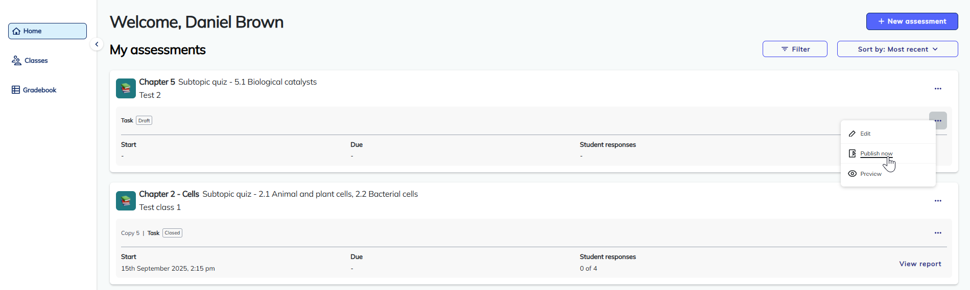 How do start an assessment that is in the ‘Draft’ status? – Cambridge GO