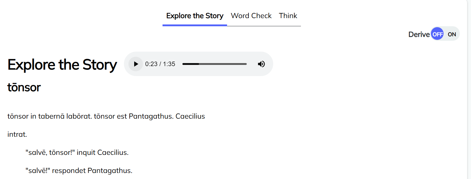 Screenshot of Story audio