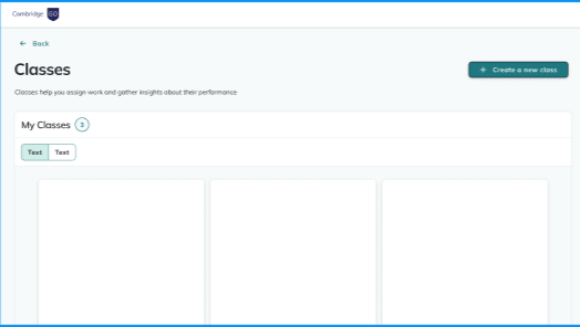 Screenshot of classes 