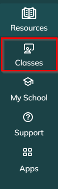 Image of Cambridge GO sidebar highlighting classes button