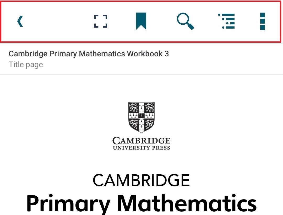 Cambridge Reader App Top Toolbar