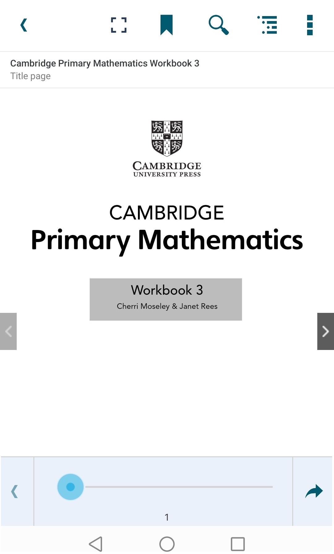 Cambridge Reader App Book screen