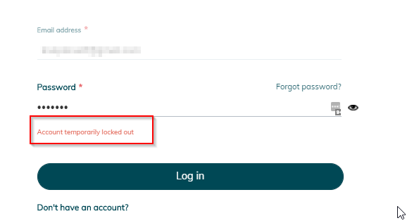 Account temporarily locked out error message
