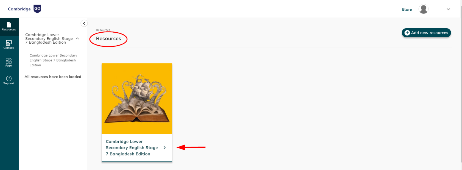 Image highlighting resources in Cambridge GO