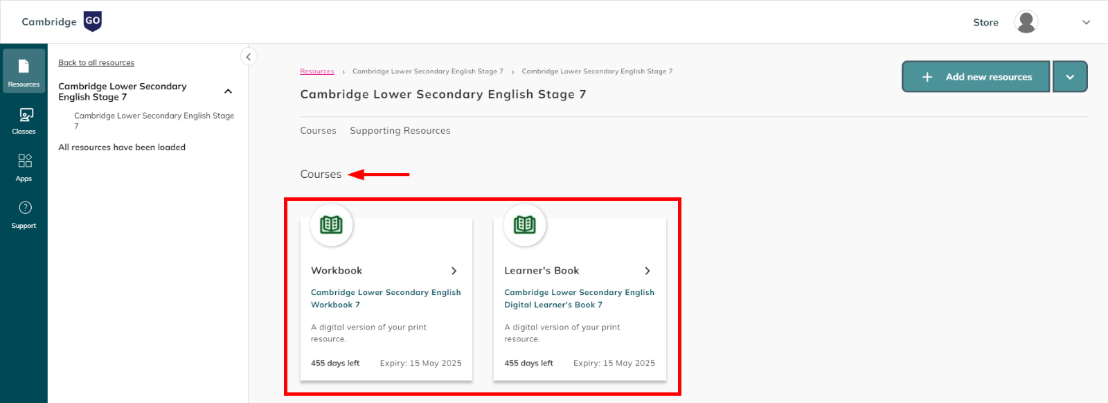 Image showing multiple resources within title on Cambridge GO