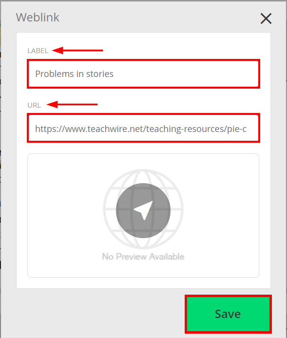 screemshot showing web label menu