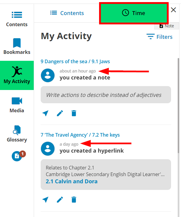 image showing when activities are created