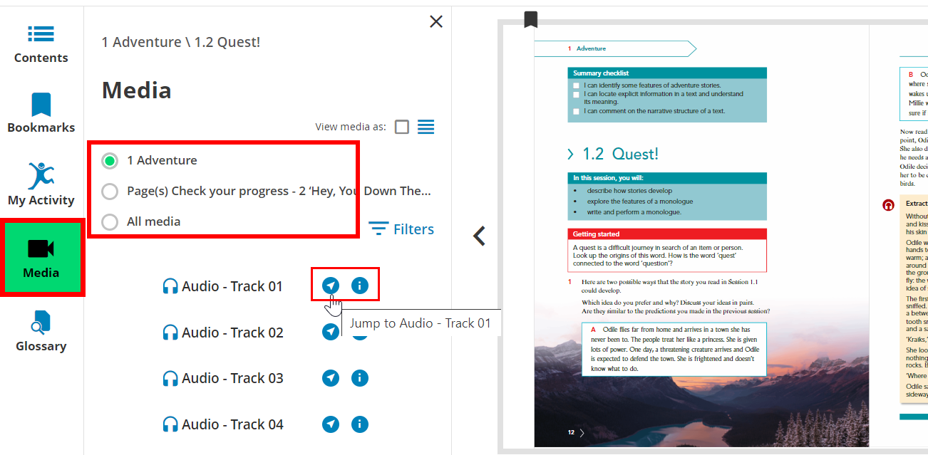 Screenshot highlighting media 