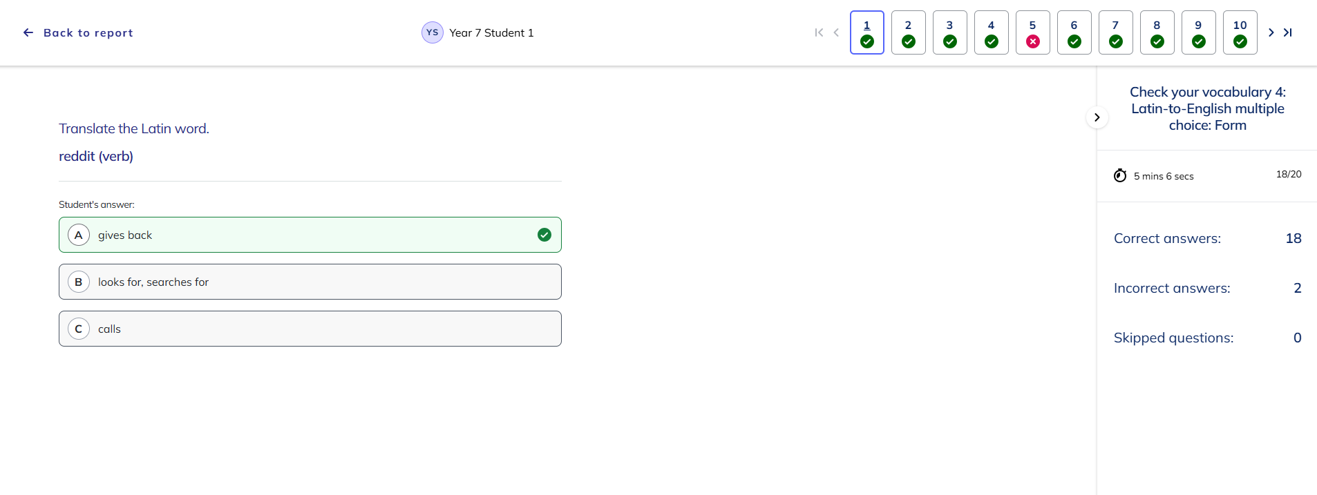 screenshot individual student report