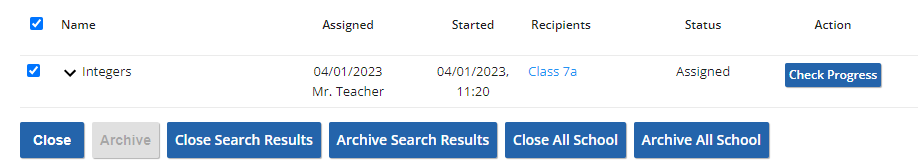 screenshot of task selection tick box
