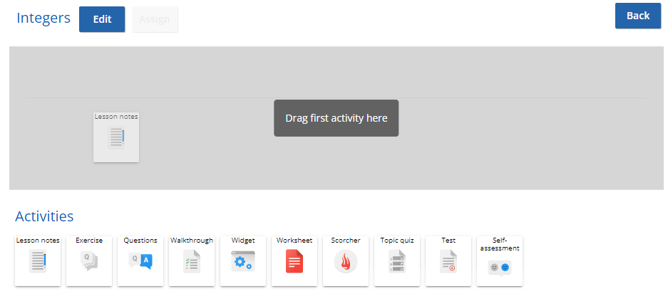 screenshot of upload lesson notes section