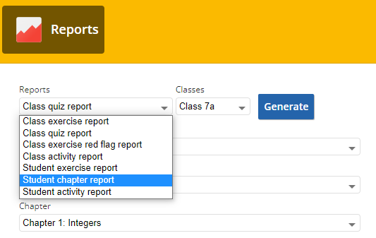 screenshot of student chapter report