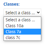 Screenshot of select a class dialogue