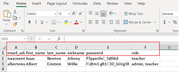 screenshot of bulk upload spreadsheet