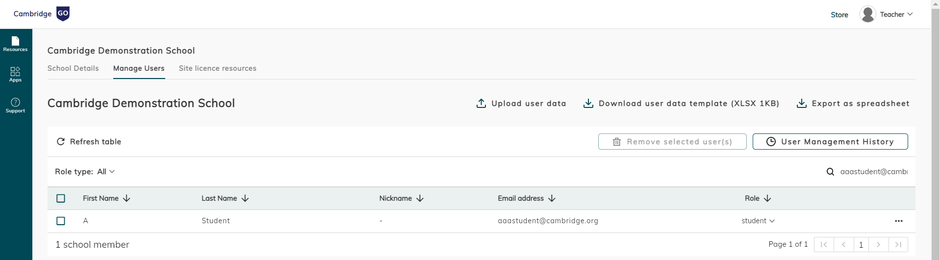 image of searchinng for user in admin profile