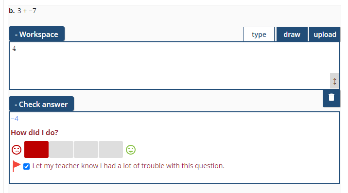 screenshot of exercises with teacher feedback requested 