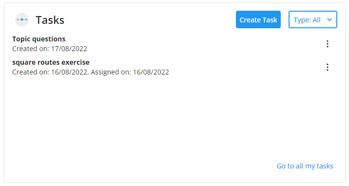 screenshot of dashboard task manager