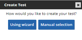 screenshot of create test