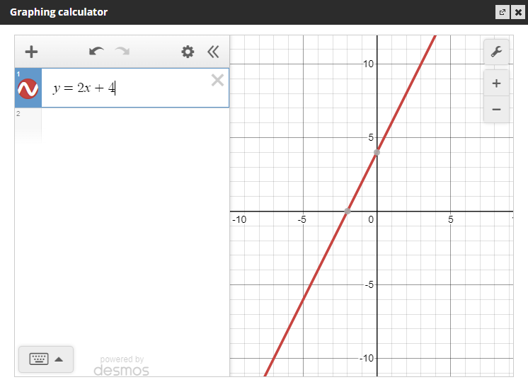 screenshot of graphing calculator